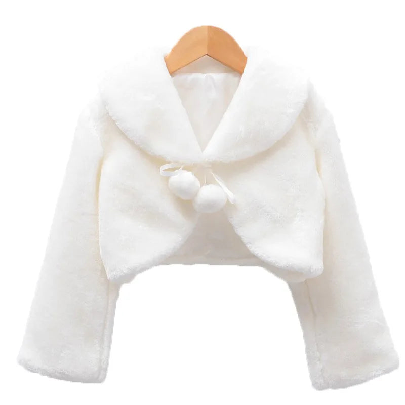 2022 Autumn/Winter Plush Shawl Girls' Coat Flower Children's Dress Matching Coat Lizbert