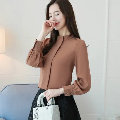 New Autumn Spring Tops Women Fashion Ladies Long Sleeve Shirts Casual Chiffon Blouse 2025 Work Wear Office Blusas Femininas Lizbert