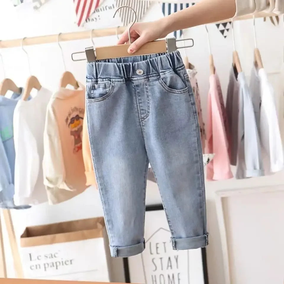 2-10Y Kids Pants Big Boys Stretch Cowboy Long Jeans 2025 Spring Girl Children Korean Pencil Leggings Autumn Casual Denim Trouser Lizbert