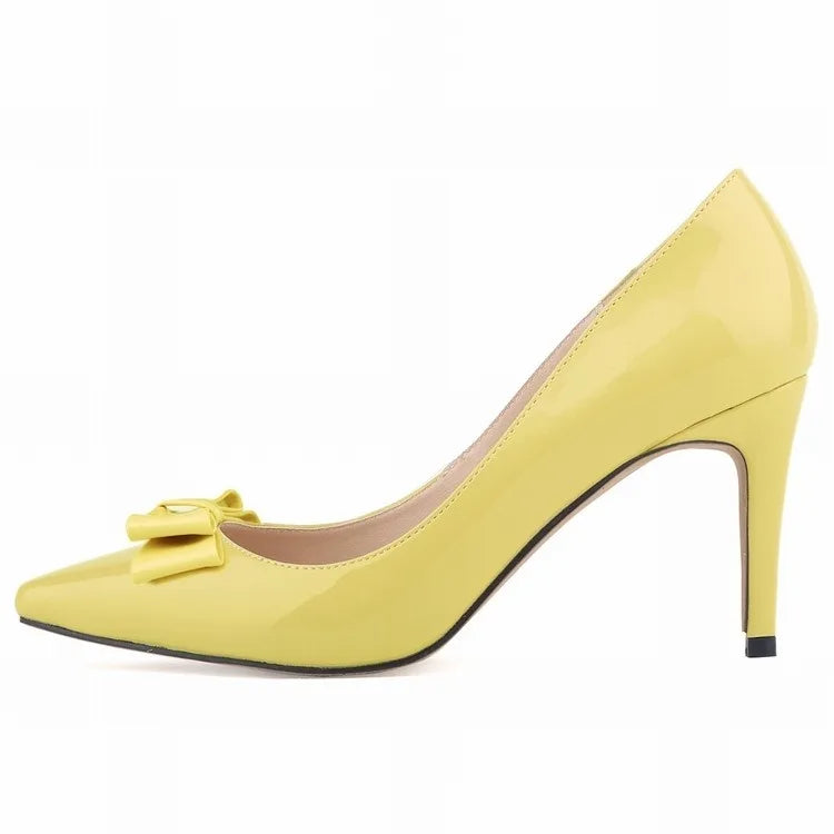 Women 9cm High Heels Butterfly Knot Red Black Sexy Pumps Pointed Toes Thin Heels Lady Bridal Evening Party Sweet Wedding Shoes Lizbert