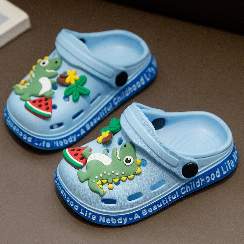 Children's cave shoes cartoon dinosaur pattern sandals baby walking shoes anti slip quick drying shoes water shoes garden shoes Lizbert
