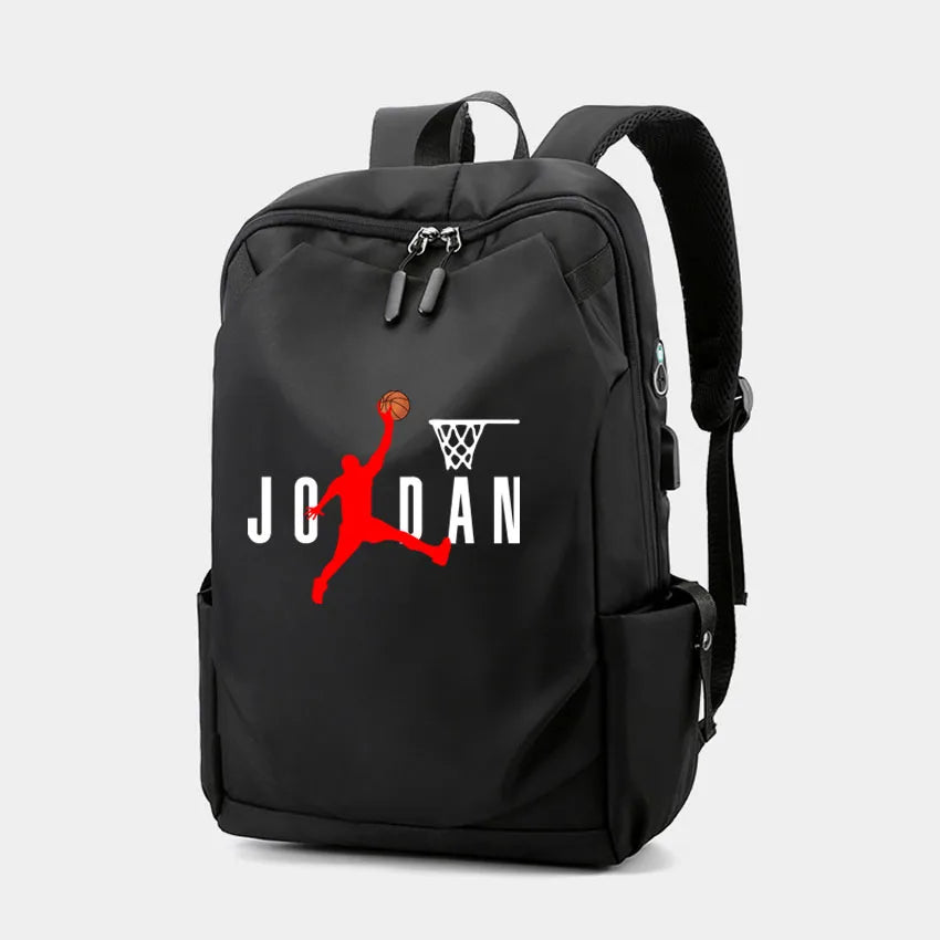JODAN Letter Pattern Printed Canvas Men Women's Neutral Backpack Student Schoolbag Fashion Boy Girl Laptop Rucksack USB Port Lizbert