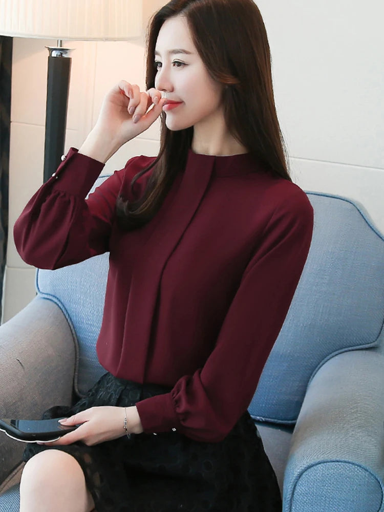 New Autumn Spring Tops Women Fashion Ladies Long Sleeve Shirts Casual Chiffon Blouse 2025 Work Wear Office Blusas Femininas Lizbert