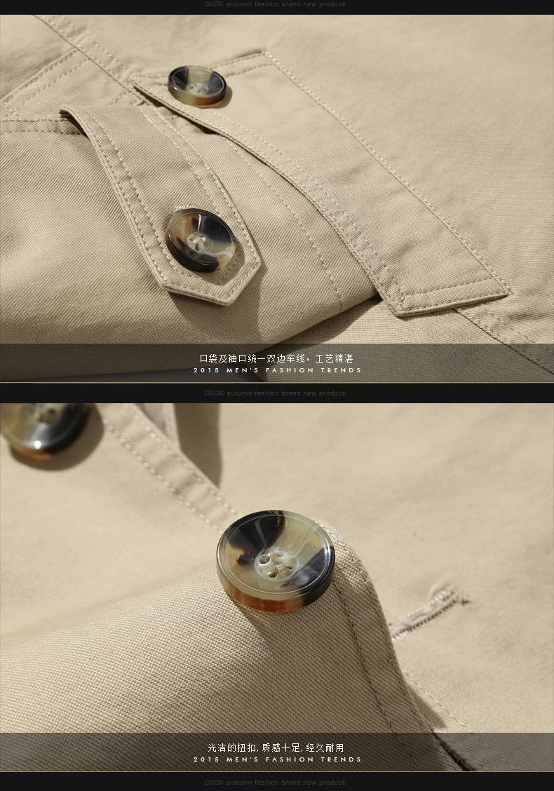 Mens Business Windbreaker Long Jackets Men Cotton Trench Coats Casual 2024 Spring Autumn Fashion Male Suit Streetwear Blazers Lizbert