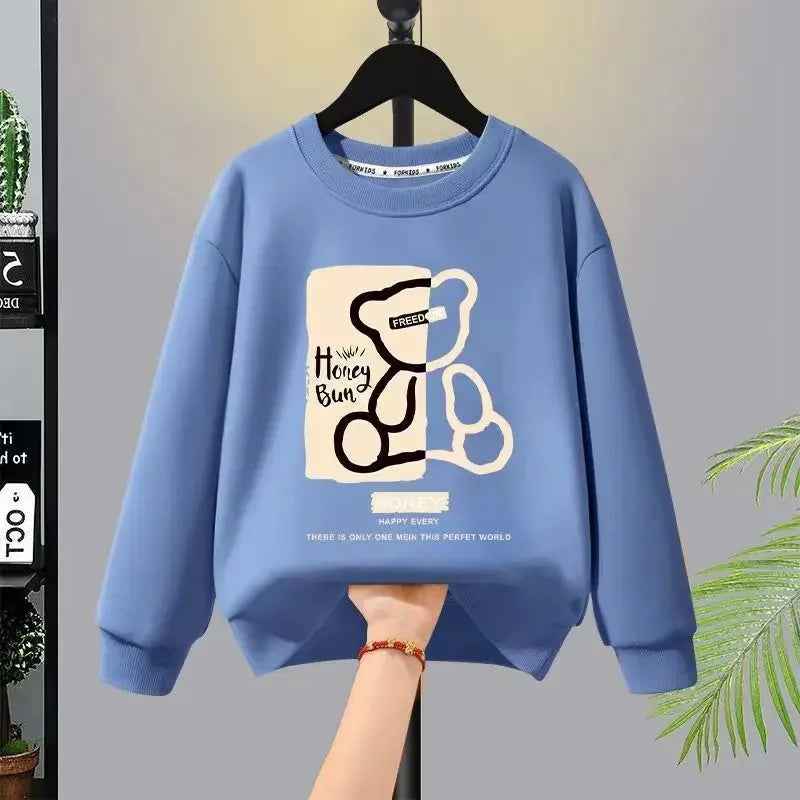 Spring Autumn Baby Girls Clothes Set Kid Boy Cartoon Bear Printed Cotton Sweatshirt Pullover&Pants 2pcs Suit Children Tracksuit