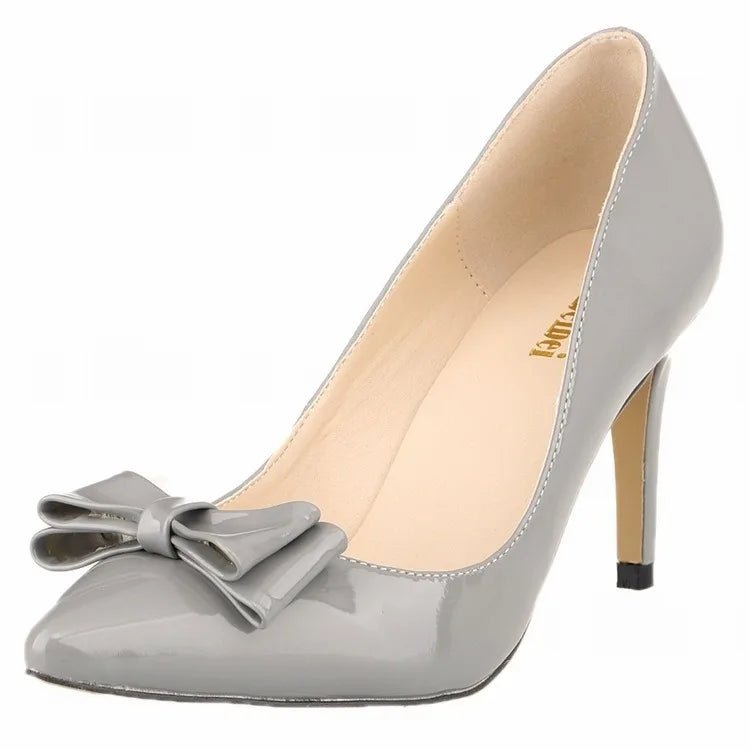 Women 9cm High Heels Butterfly Knot Red Black Sexy Pumps Pointed Toes Thin Heels Lady Bridal Evening Party Sweet Wedding Shoes Lizbert