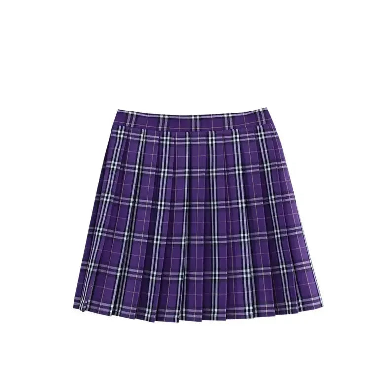 Summer Plaid Pleated Skirt With Korean Jk Skirt Uniform Japanese School Preppy A Line Mini Skirts Lizbert