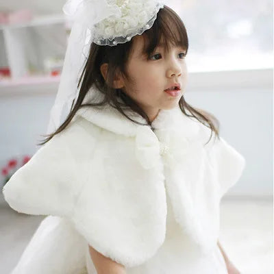 2022 Autumn/Winter Plush Shawl Girls' Coat Flower Children's Dress Matching Coat Lizbert