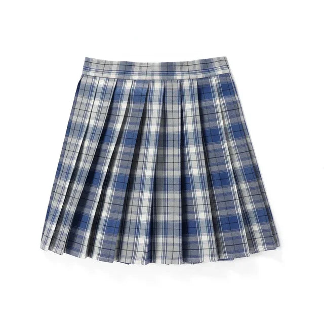 Summer Plaid Pleated Skirt With Korean Jk Skirt Uniform Japanese School Preppy A Line Mini Skirts Lizbert