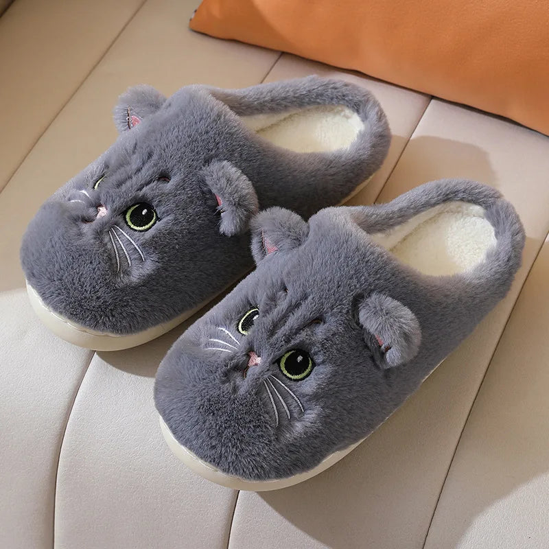 Winter Warm Fur Slippers for Women 2025House Non Slip Soft Shoes Comfort Flat Heel Home Indoor Bedroom Plush Slippers