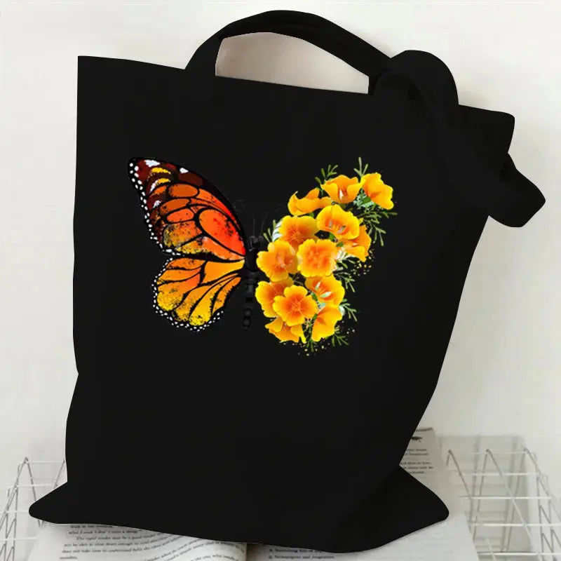 sunflower handbag Butterfly Women's Handbag Purse Fashion Shoulder Bag Eco Large Capacity Shopping Tote Beach Bag Students Schoolbag Lizbert