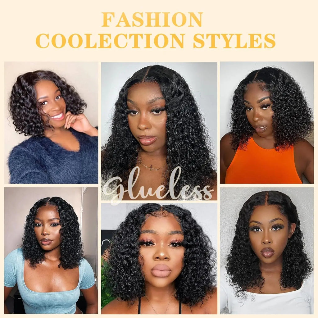 Favorite 180% Pre Cut - Short Bob Glueless  Human Hair Wigs