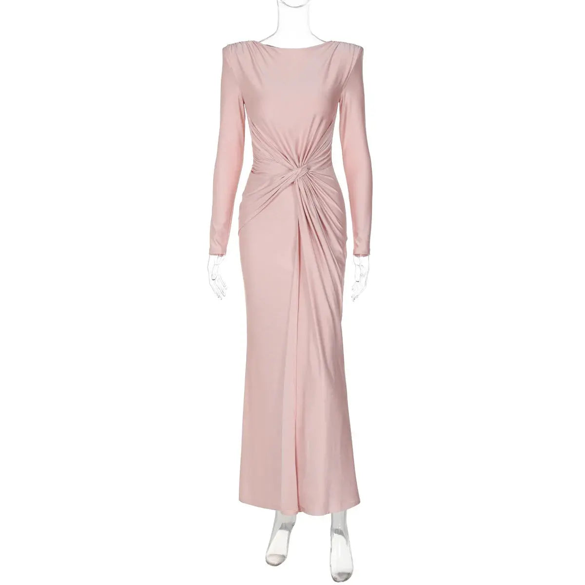 Ladies Autumn Elegant Evening Party Dress Women Long Sleeve O-Neck Ruched Fashion Maxi Dresses Night Club Streetwear Fall Outfit Lizbert