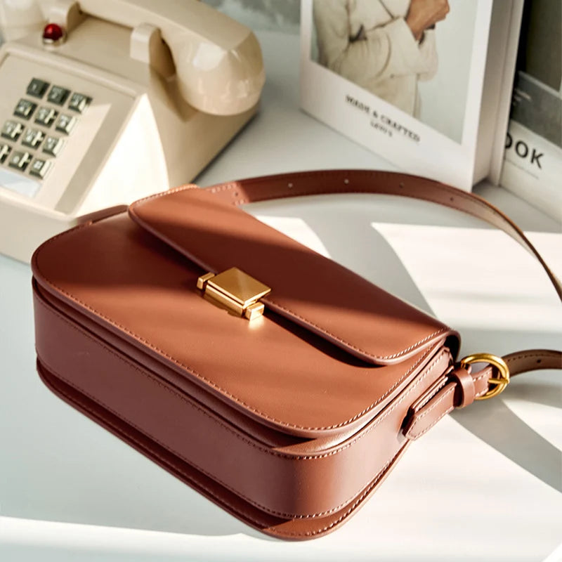 2026 New Fashion Women Luxury Designers Shoulder Bags Genuine Leather Crossbody Bags Female Classic Flap Cow Leather Square Bag Lizbert