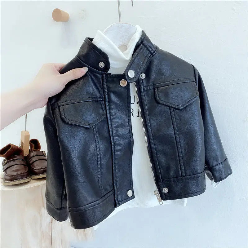 2024 Spring Girls Leather Jackets For 2-8 Years Children Classics Fly Coats Kids Clothing Baby Girls Fashion Pu Outerwear Jacket Lizbert