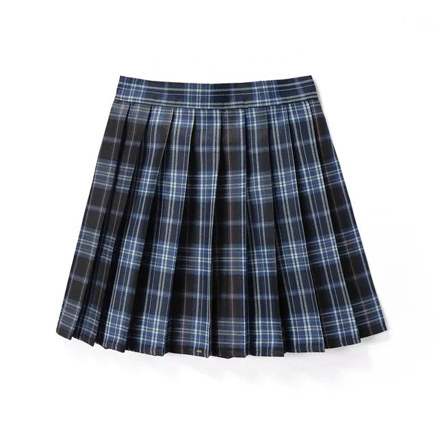 Summer Plaid Pleated Skirt With Korean Jk Skirt Uniform Japanese School Preppy A Line Mini Skirts Lizbert