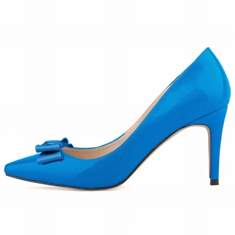 Women 9cm High Heels Butterfly Knot Red Black Sexy Pumps Pointed Toes Thin Heels Lady Bridal Evening Party Sweet Wedding Shoes Lizbert