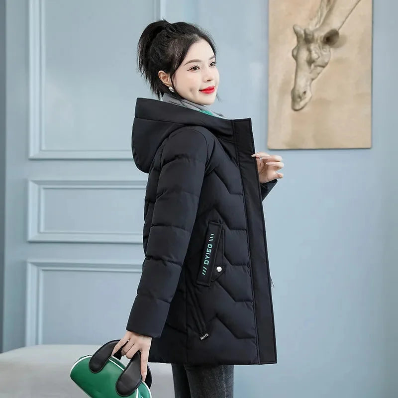 Winter Jacket 2025 New Women Parka Hooded Coat Casual Slim Long Casual Jacket Female Jacket Cotton Padded Warm Outwear Lizbert