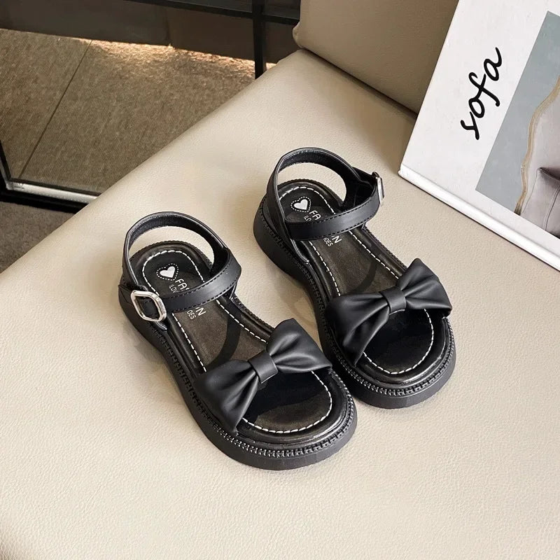 Kids Sandals for Girls Summer Sweet Bowknot Princess Fashion Sandals New Versatile Children Causal Beach Shoes Open-toe Simple Lizbert