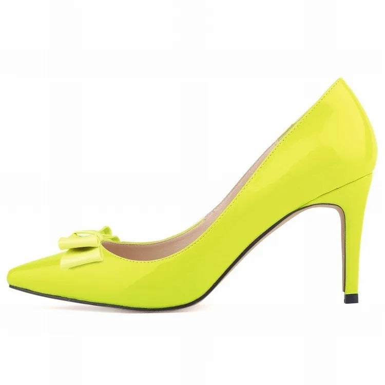 Women 9cm High Heels Butterfly Knot Red Black Sexy Pumps Pointed Toes Thin Heels Lady Bridal Evening Party Sweet Wedding Shoes Lizbert