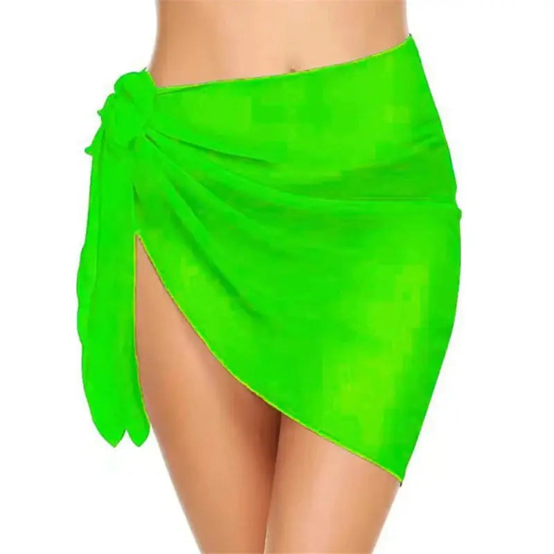 Women Short Sarongs Swimsuit Summer Coverups Beach Bikini Wrap Sheer Short Ladies Skirt Chiffon Scarf Cover Ups For Swimwear Lizbert
