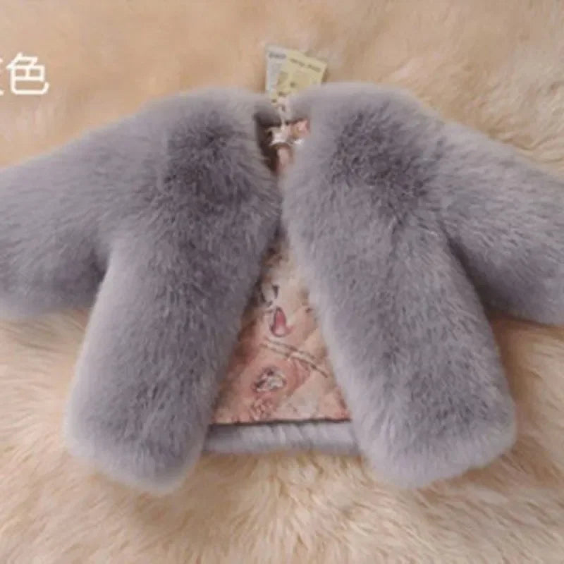 2024 Kids Winter Fashion Babys Girls Faux Fur Coat Short Style Kids Outerwear Fox Fur Jacket Girls Warm Coats Clothes 2-12Yrs
