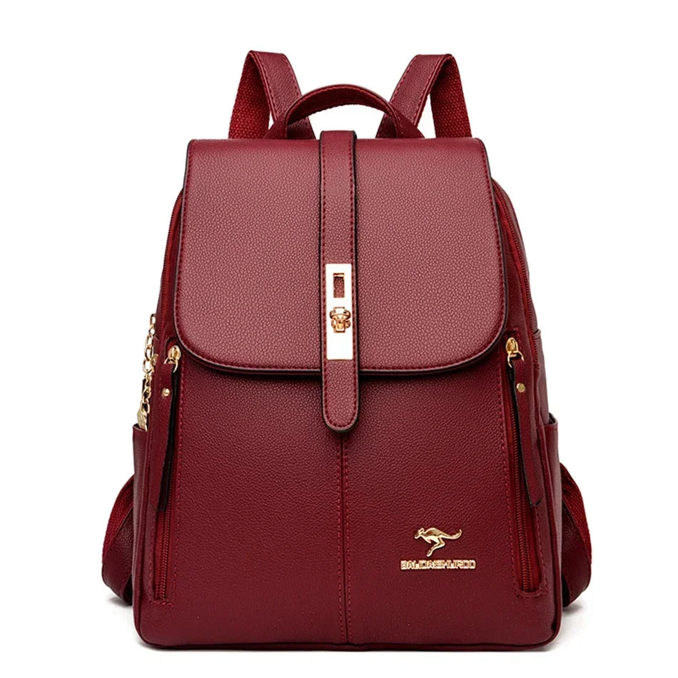Women Large Capacity Backpack High Quality Leather Vintage Bags for Women School Bags Travel Rucksack Ladies Bookbag Knapsack Lizbert