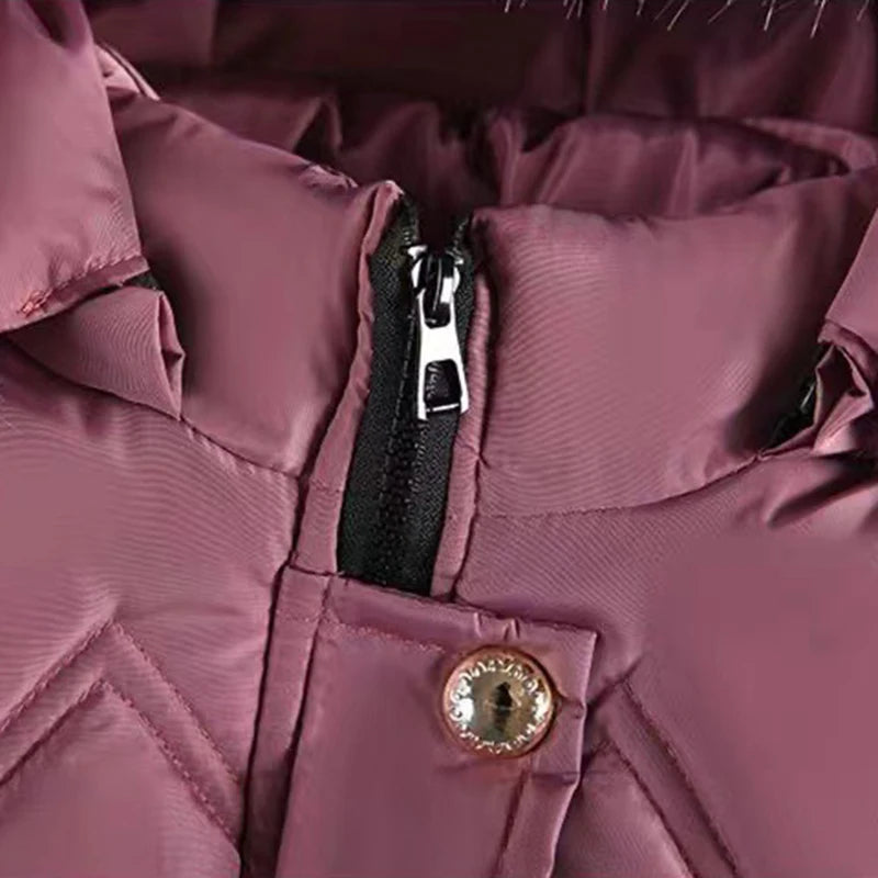 4 5 6 8 10 Years Winter Girls Coat Keep Warm Thicken Kids Jacket Hooded Zipper Fur Collar Princess Outerwear Children's Clothing Lizbert