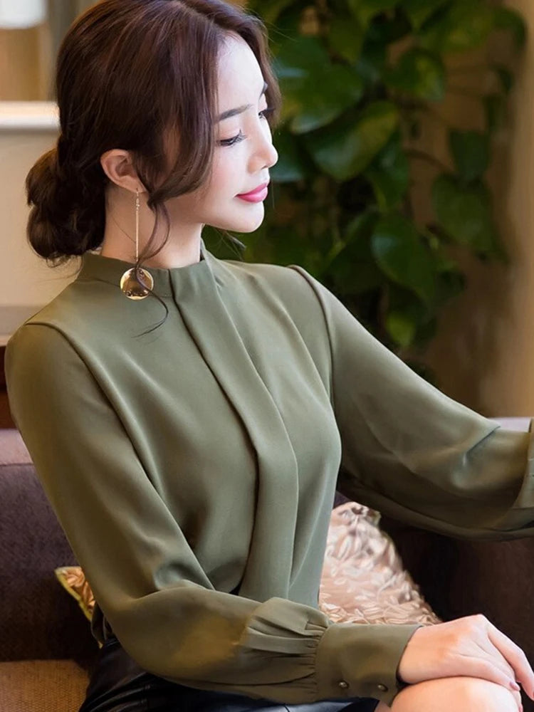 New Autumn Spring Tops Women Fashion Ladies Long Sleeve Shirts Casual Chiffon Blouse 2025 Work Wear Office Blusas Femininas Lizbert