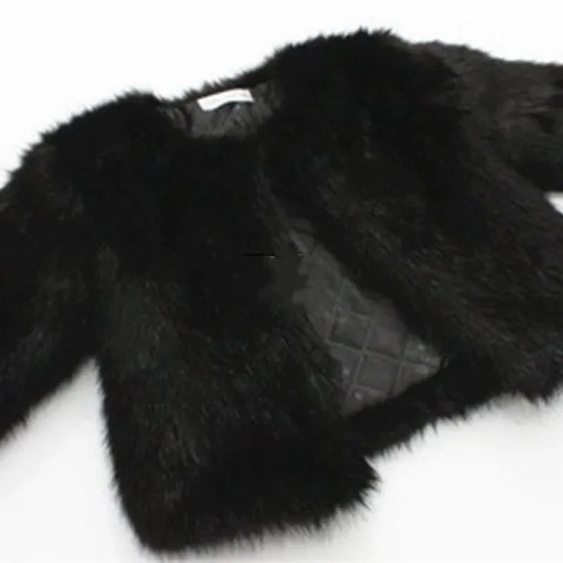 2024 Kids Winter Fashion Babys Girls Faux Fur Coat Short Style Kids Outerwear Fox Fur Jacket Girls Warm Coats Clothes 2-12Yrs