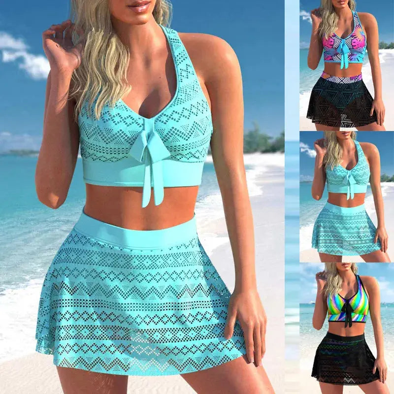 New Women's Bikini Two-piece Set, Regular Blue Bow Tie, Sexy and Fashionable Beach Vest Shorts S-5XL Lizbert