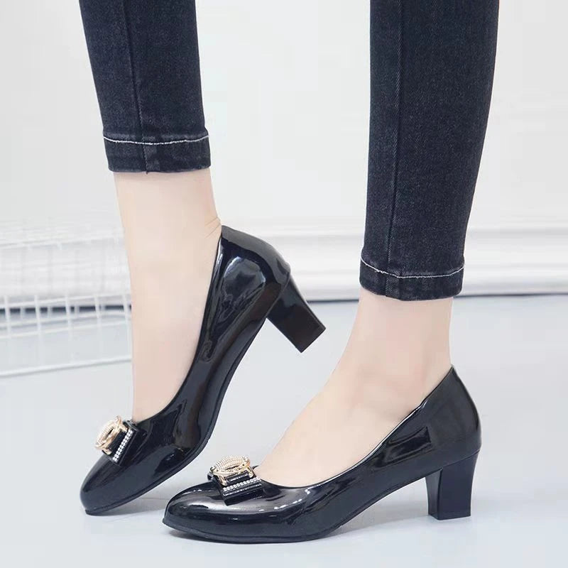 Confident & Stylish - Patent Pumps Heel Ladies Shoes