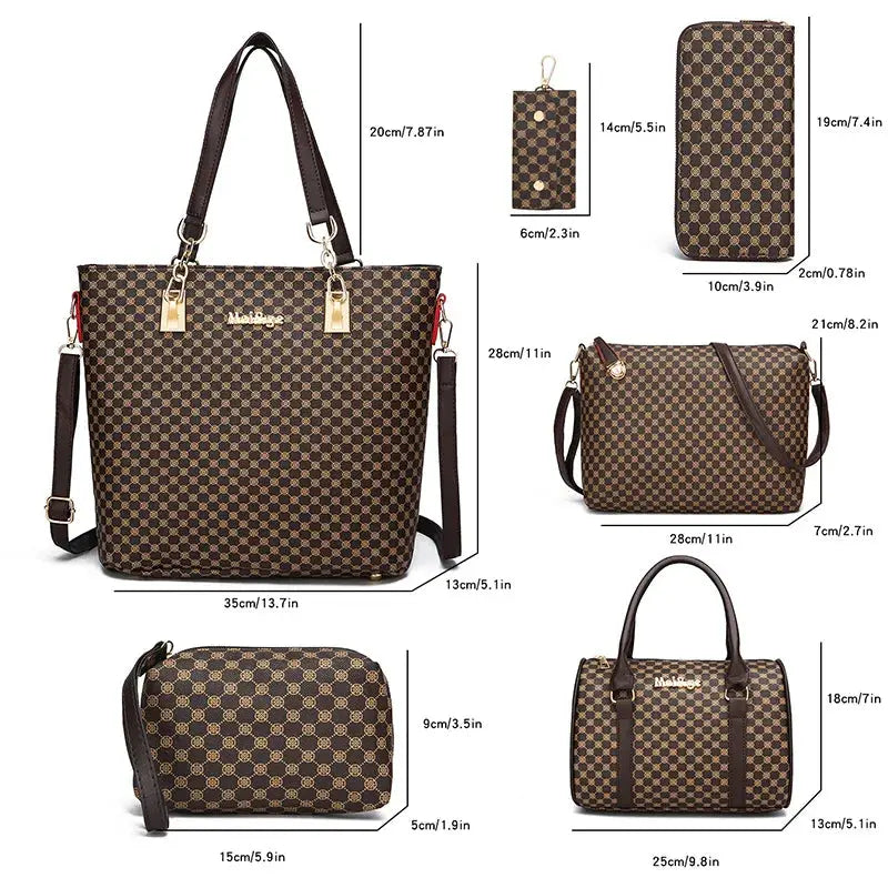 Women's Bag Fashion Six Pieces Set Mother Bag Handbag Shoulder Crossbody Foreign Trade Women's Bag Clutch Bag Purse Lizbert