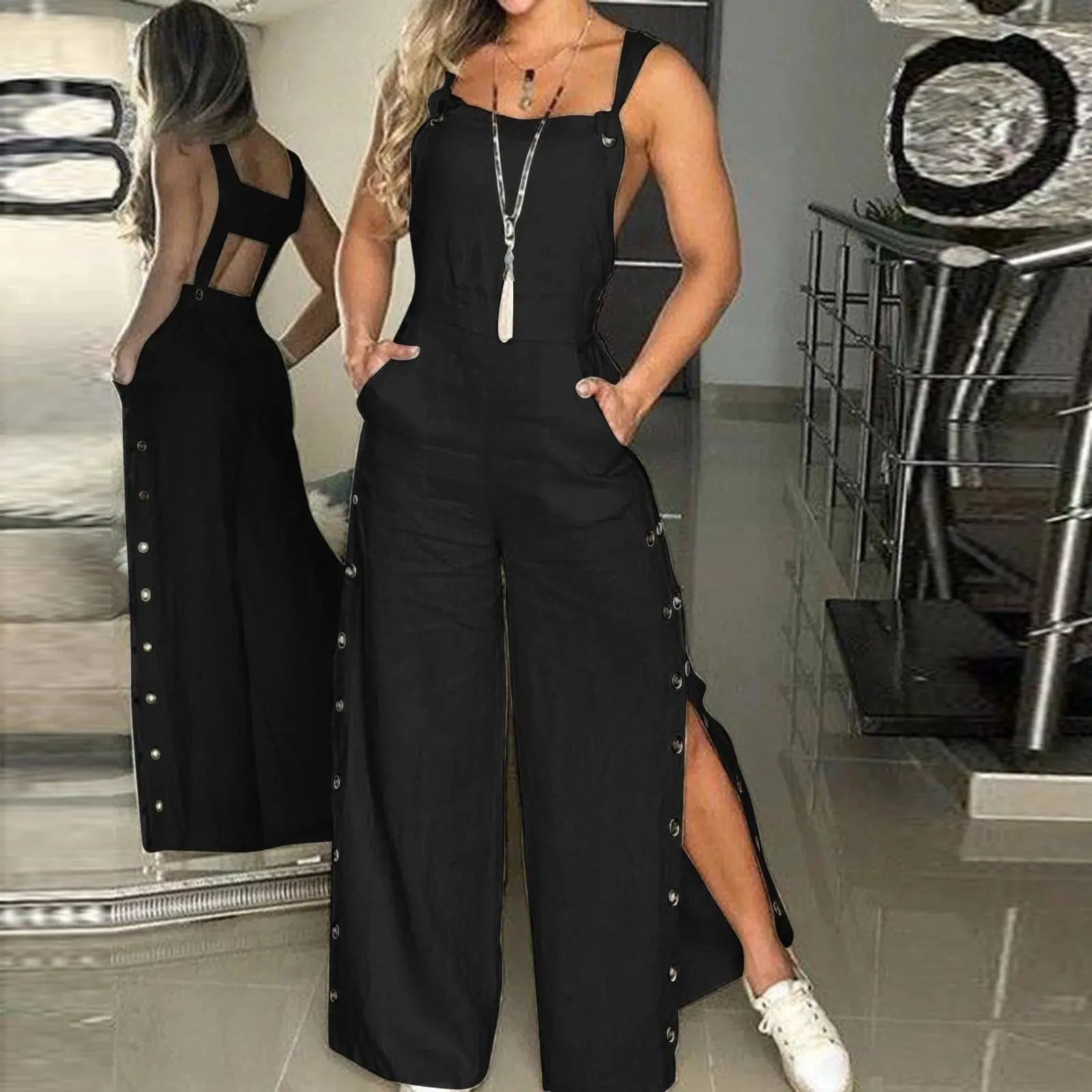 Stylish, Classic & Flattering Sleeveless Loose-Fit Cotton Blend Women Jumpsuit Lizbert