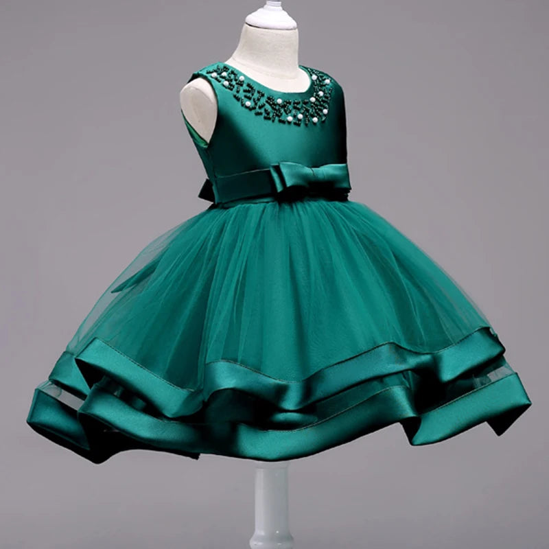 Kids Elegant Pearl Cake Princess Dress Girls Dresses For Wedding Evening Party Embroidery Flower Girl Dress Girl Clothes Lizbert