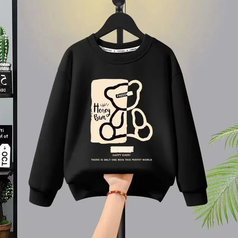 Spring Autumn Baby Girls Clothes Set Kid Boy Cartoon Bear Printed Cotton Sweatshirt Pullover&Pants 2pcs Suit Children Tracksuit