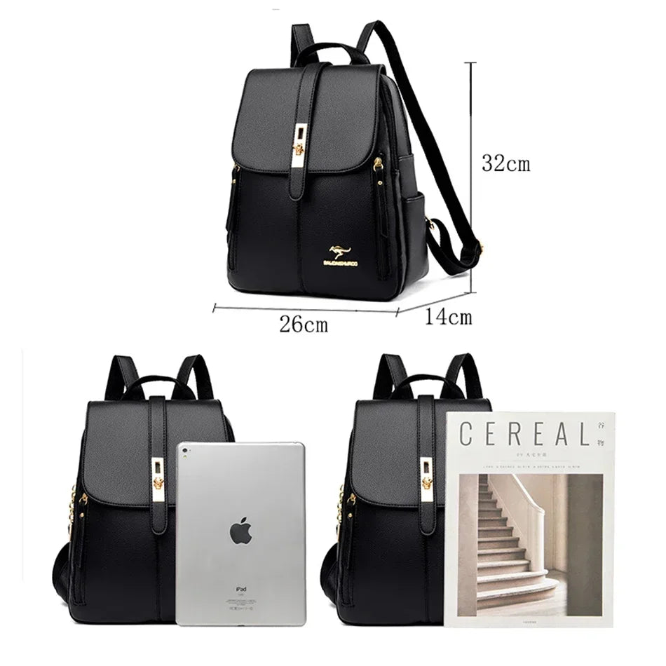 Women Large Capacity Backpack High Quality Leather Vintage Bags for Women School Bags Travel Rucksack Ladies Bookbag Knapsack Lizbert