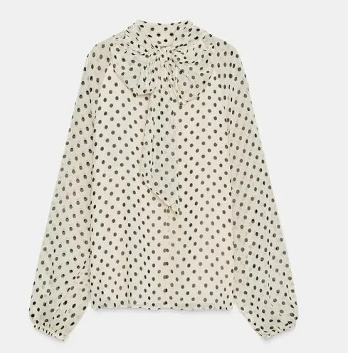 Polka Dot Printed Women Shirt 2025 Autumn New Bow Tied Blouse Woman Tops Lady Ruffles Long Sleeve Loose Elegant Blouses Top ﻿ Lizbert