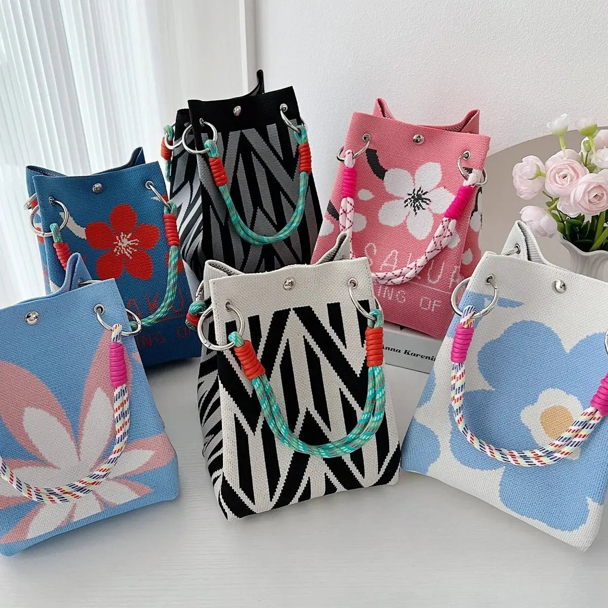 women's handbag Knitted Handbag Tote Bag - Fashion Water Bucket Purse for Work, Travel, Shopping Lizbert