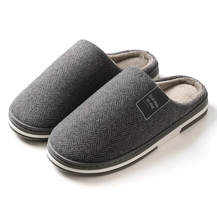 @Men's Winter Home Slippers Casual Shoes Soft And Warm Home Slippers Indoor Bedroom Anti Slip Flat Shoes Couple's Floor Slippers