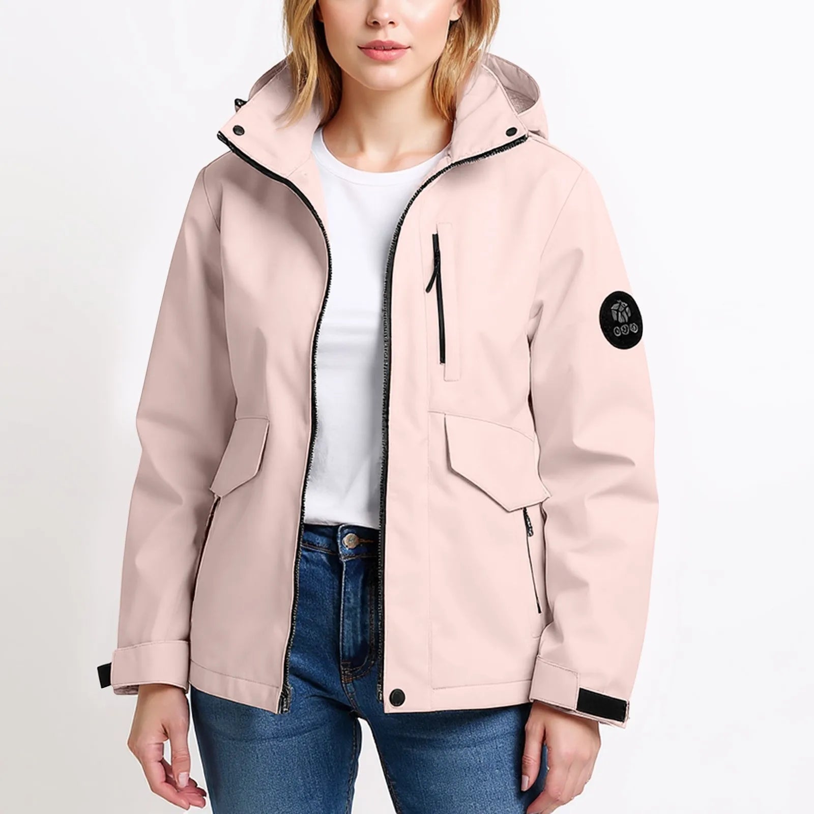 Female Zipper Hooded Jacket  Autumn Solid Color Windproof Waterproof Thin Coat Fashion Outdoor Sport Mountaineering Clothing ﻿