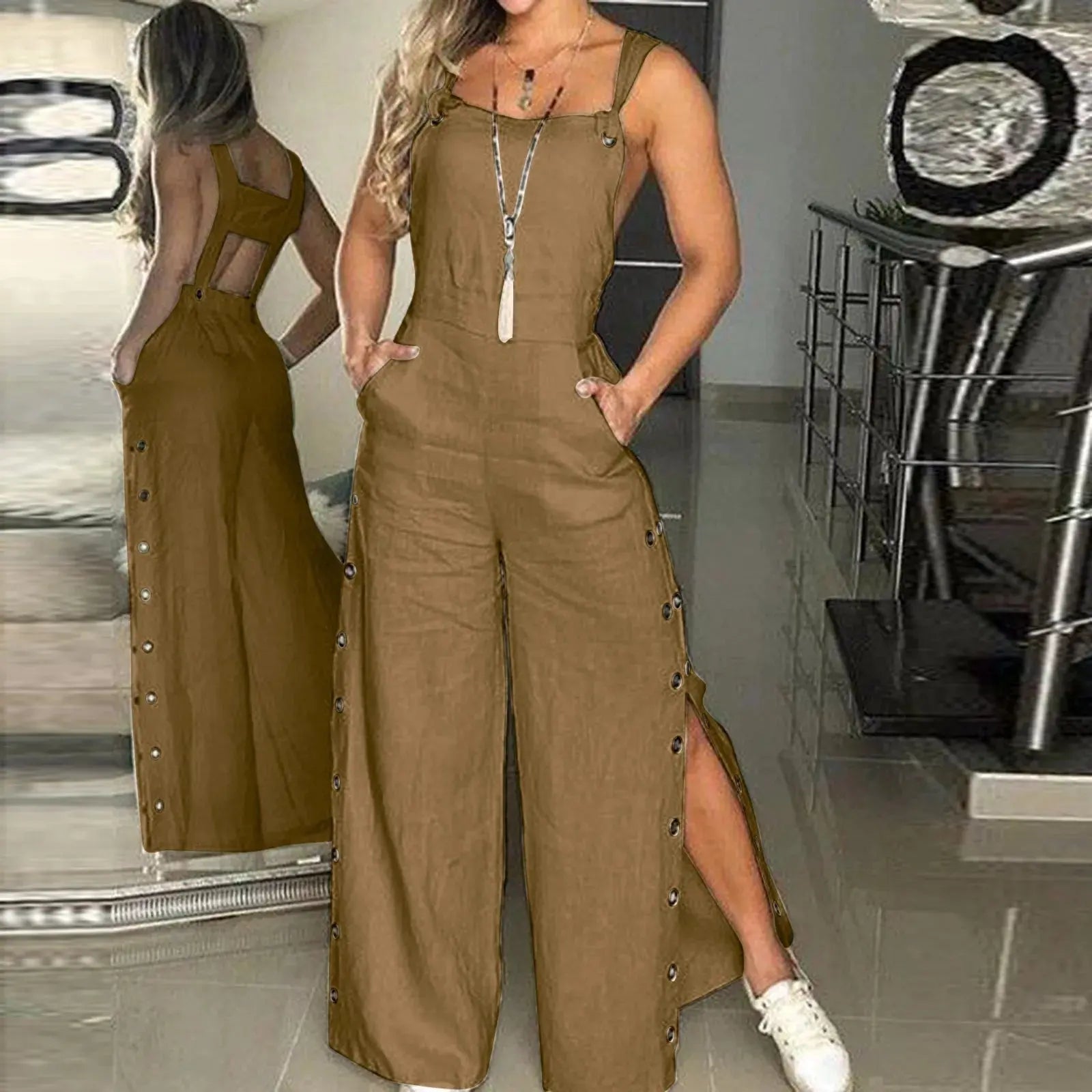 Stylish, Classic & Flattering Sleeveless Loose-Fit Cotton Blend Women Jumpsuit Lizbert