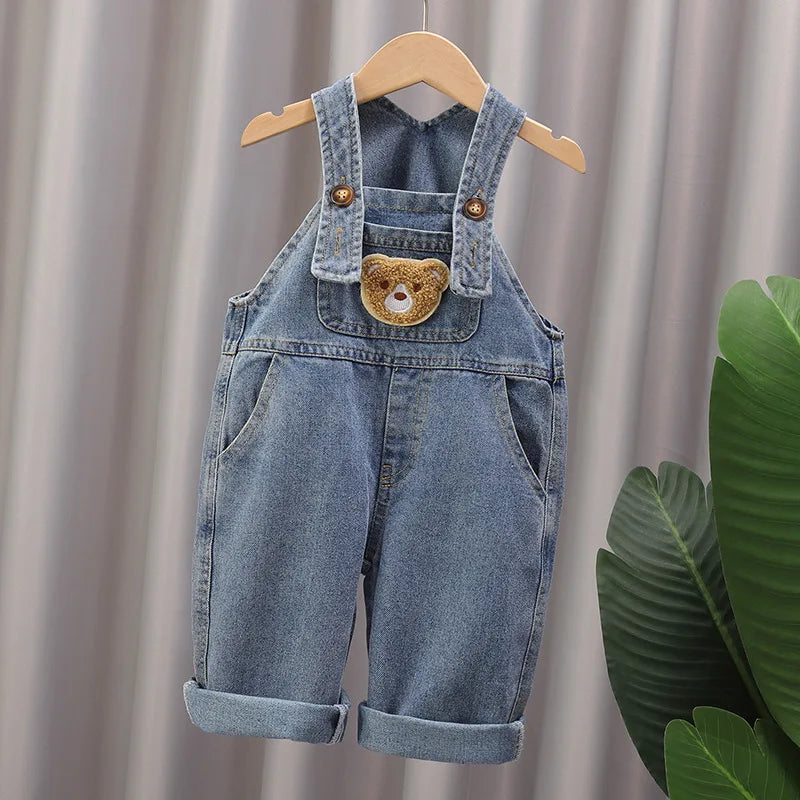 2024 fashion spring autumn kids jumpsuit Boys girls cartoon denim bib pants children trousers FashionToddler Casual 0-5Y Lizbert