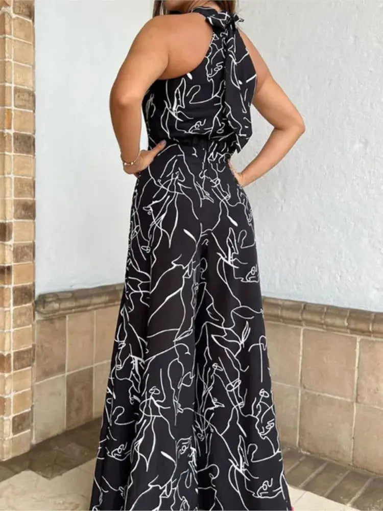 Luna Silk Halter Neck Jumpsuit – Elegant Backless Evening One-Piece Lizbert