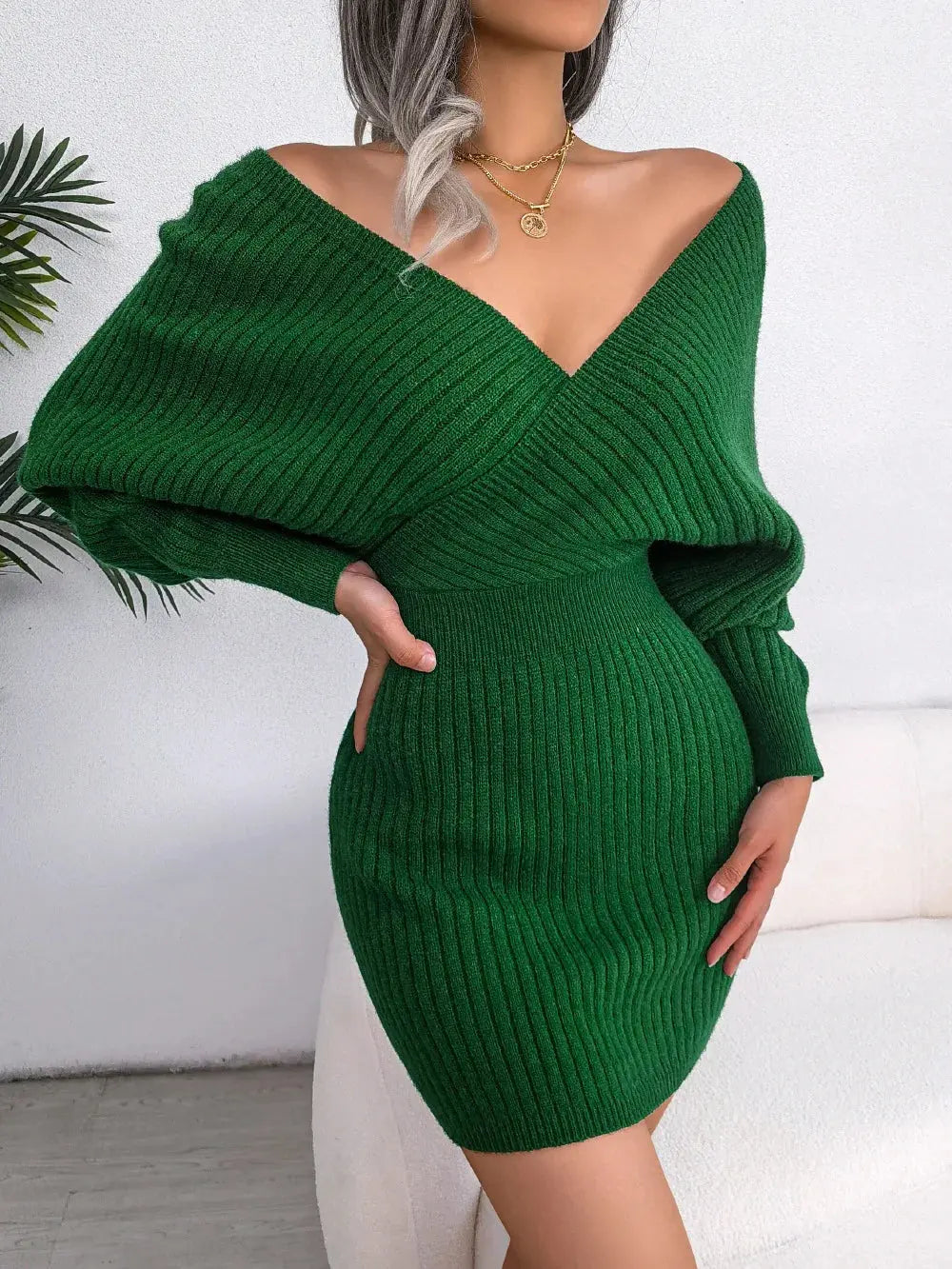 Woman Dress Superior Quality Summer Dresses Knit Long Sleeve V Neck Thin Waist Dresses Casual Vestidos Dropshipping Sale BJS2078 Lizbert