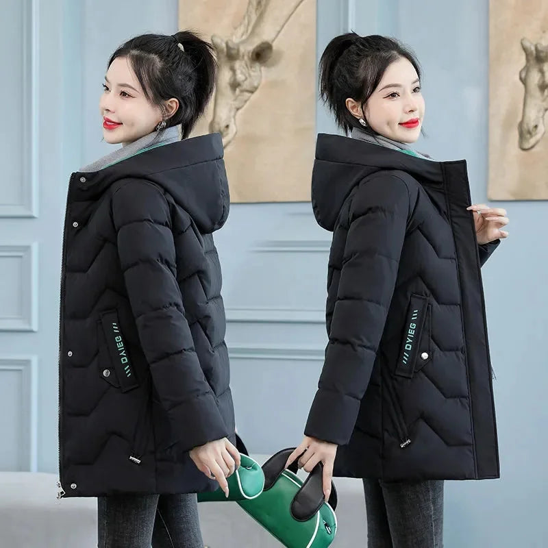 Winter Jacket 2025 New Women Parka Hooded Coat Casual Slim Long Casual Jacket Female Jacket Cotton Padded Warm Outwear Lizbert
