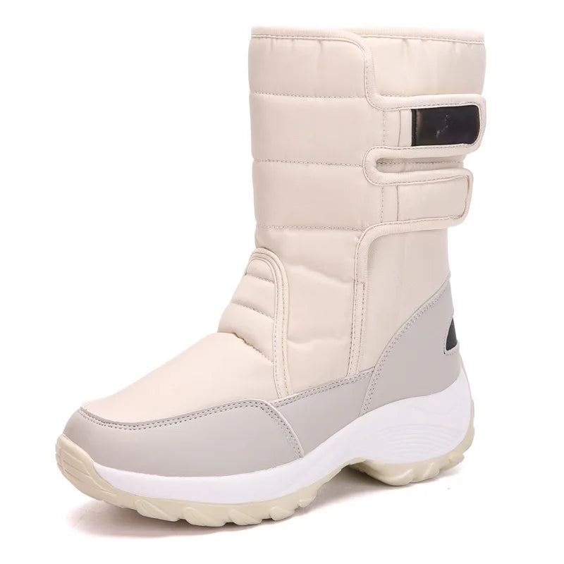 CINESSD 2023 New Winter Warm Snow Boots Outdoor Waterproof Women's Cotton Boots Plush Comfort Warm Female High Top Boots