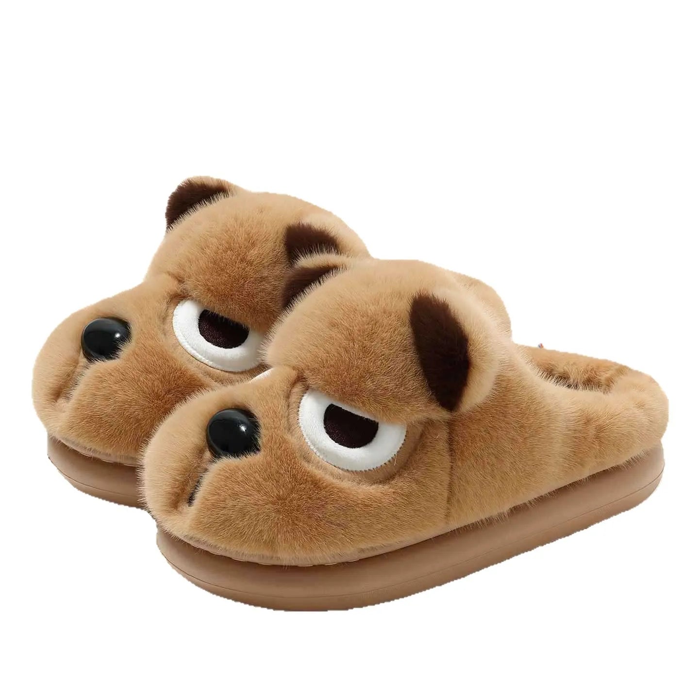 Men's Winter Cotton Slippers Warm Plush Indoor Home Thick Soled Couple Style Shoes Cozy Slip-On Footwear