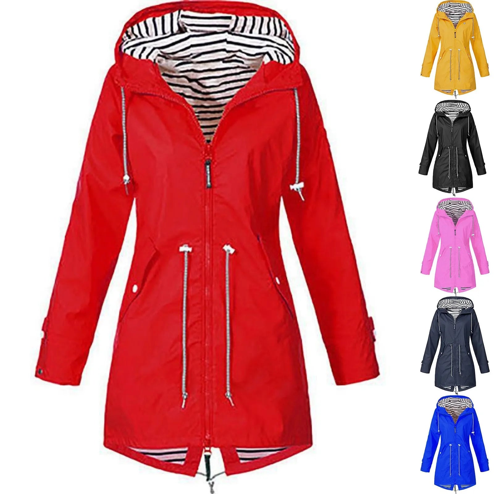 2025 New Long-sleeved Raincoat Zipper Women's Jacket Outdoor Hooded Mountaineering Jacket Waterproof and Windproof Coats Lizbert